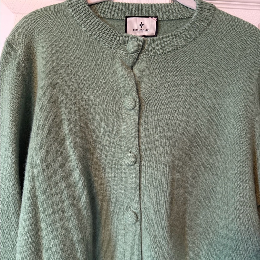 Tuckernuck Green Button-Front Cashmere Cardigan - Picture 7 of 7